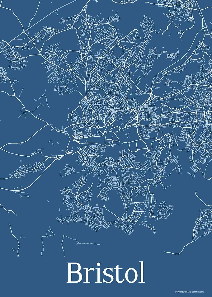 Bristol UK Blue Map