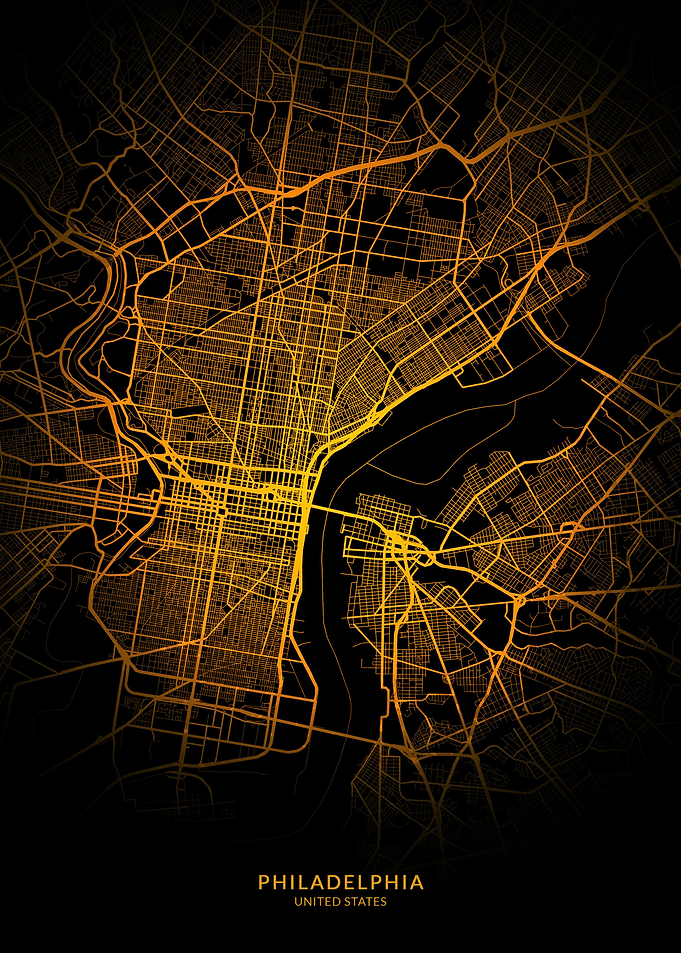 Philadelphia City Map Gold