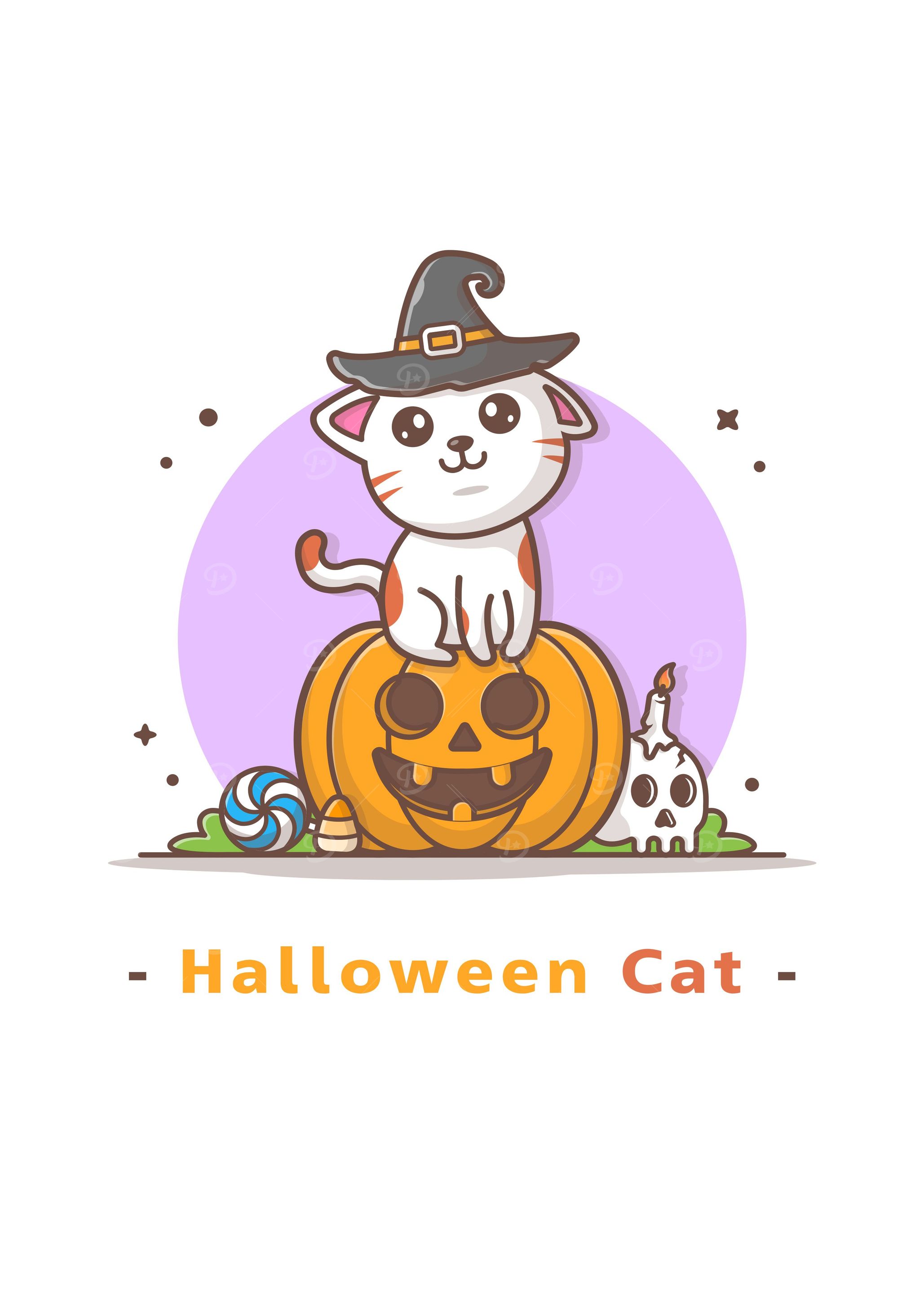 Cat on halloween pumpkin