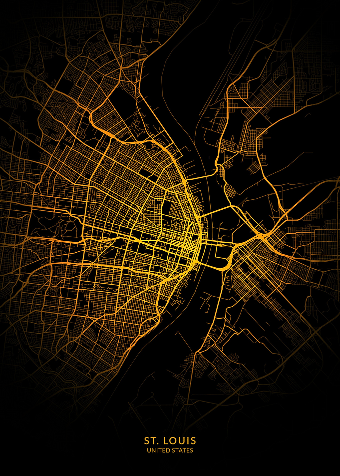 St Louis City Map Gold