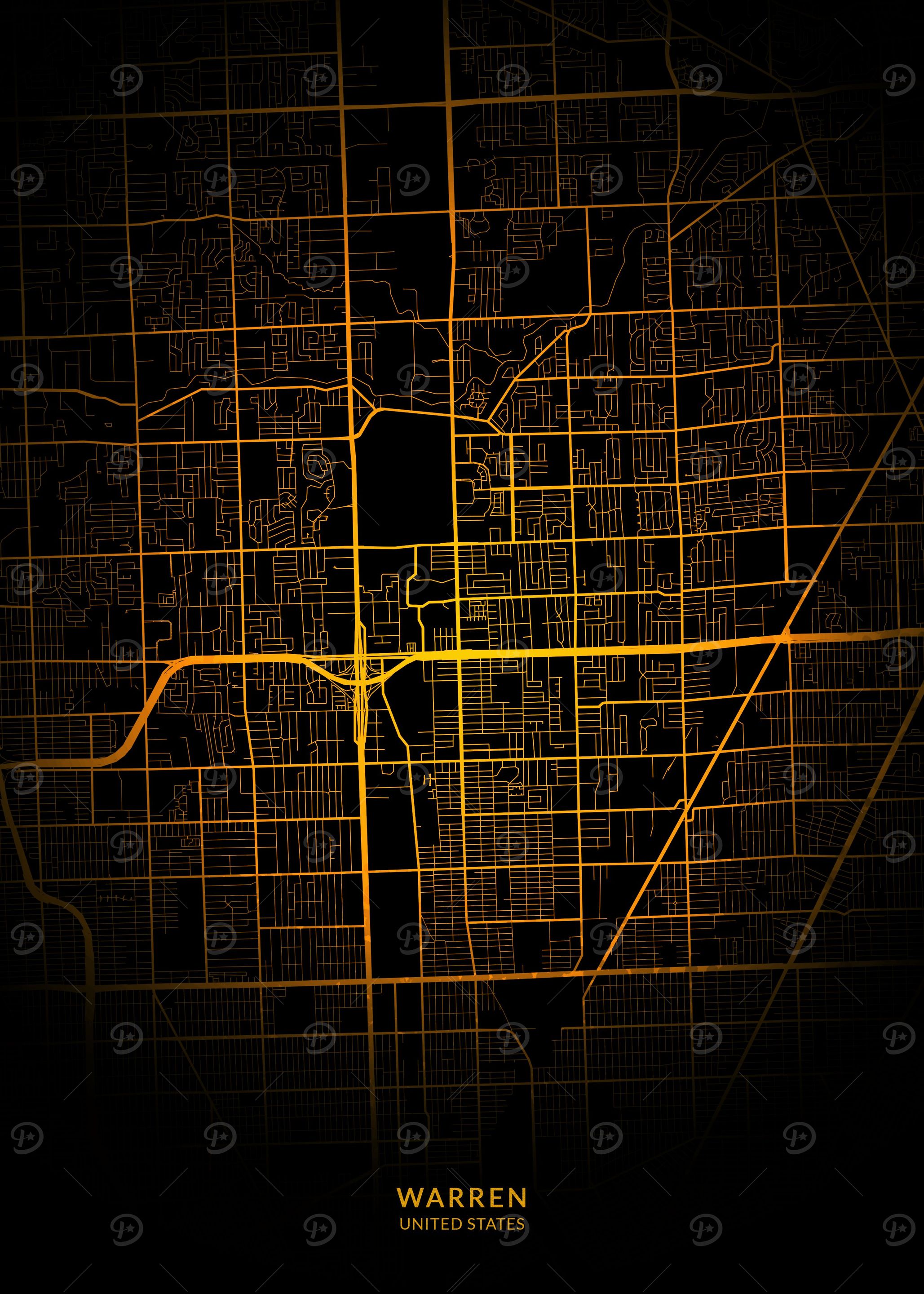 Warren City Map Gold