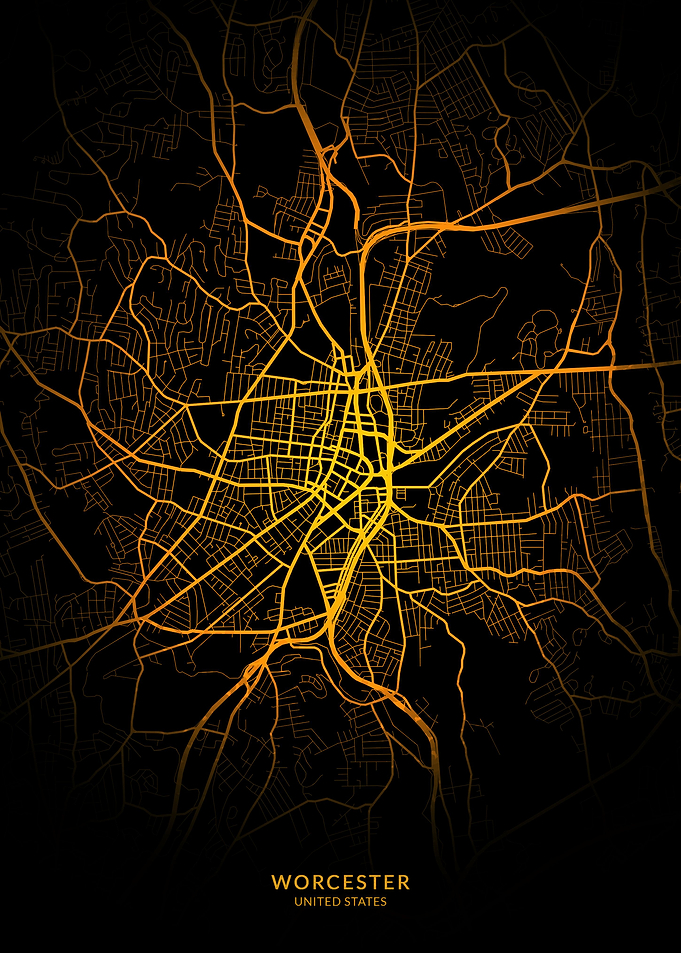 Worcester City Map Gold