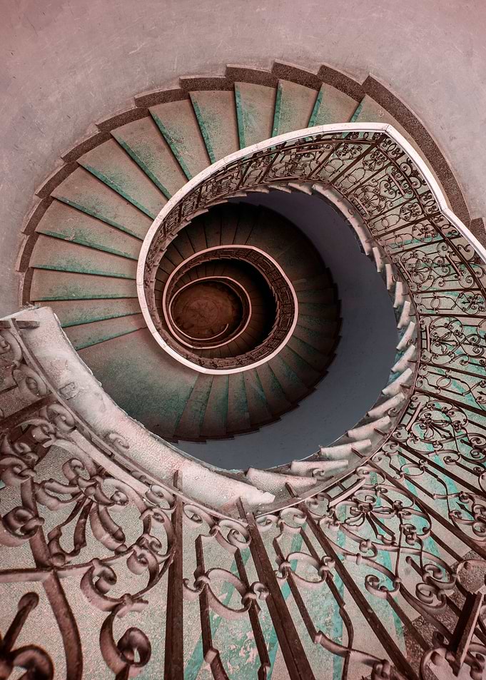 Decorated spiral stairs