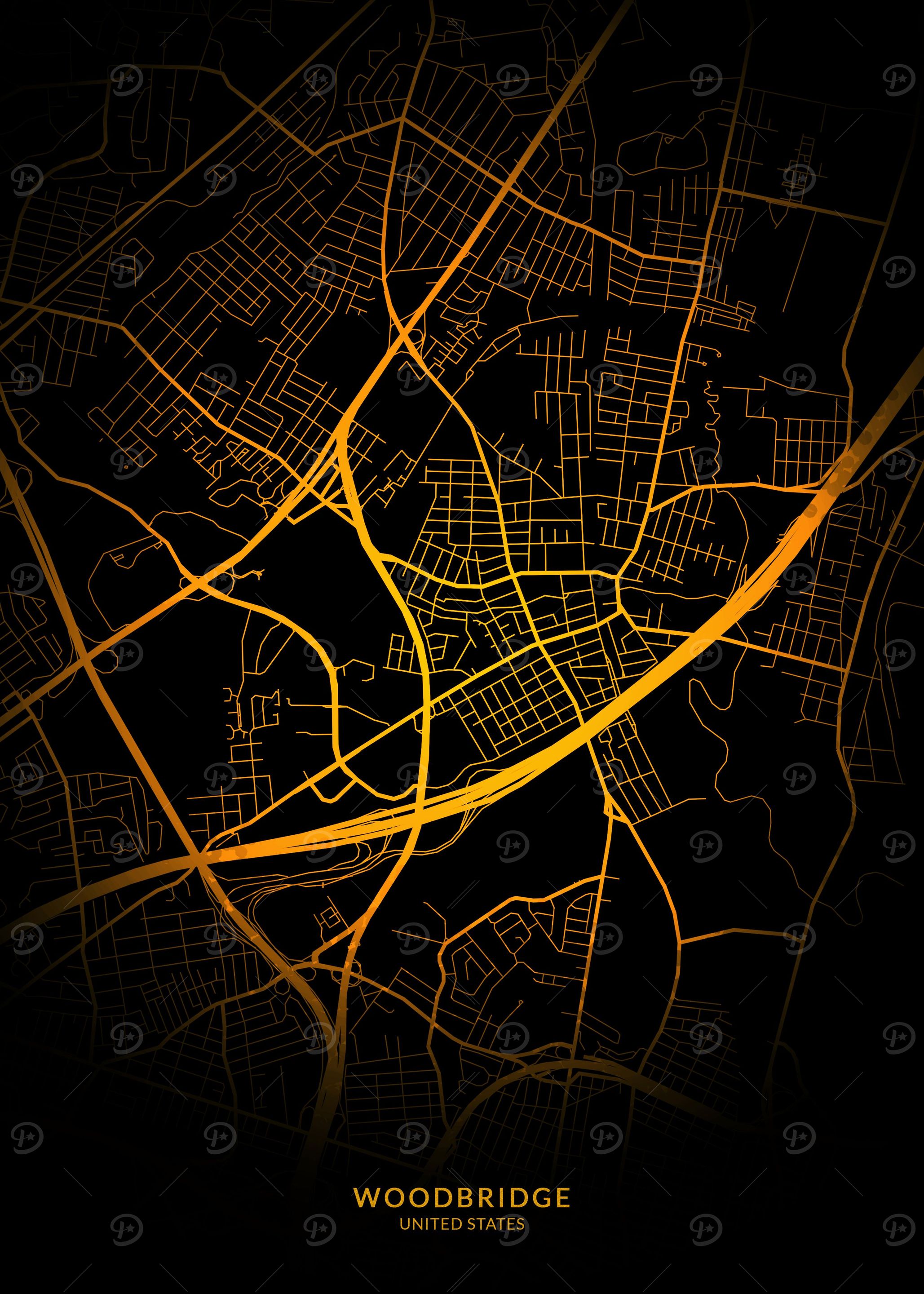 Woodbridge City Map Gold