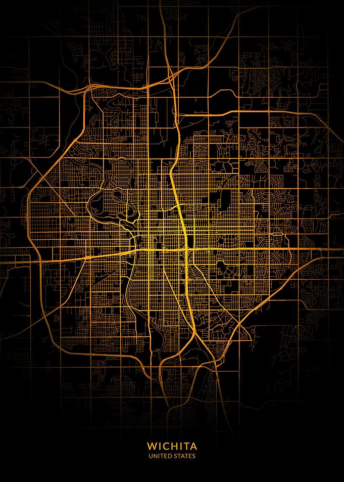 Wichita City Map Gold