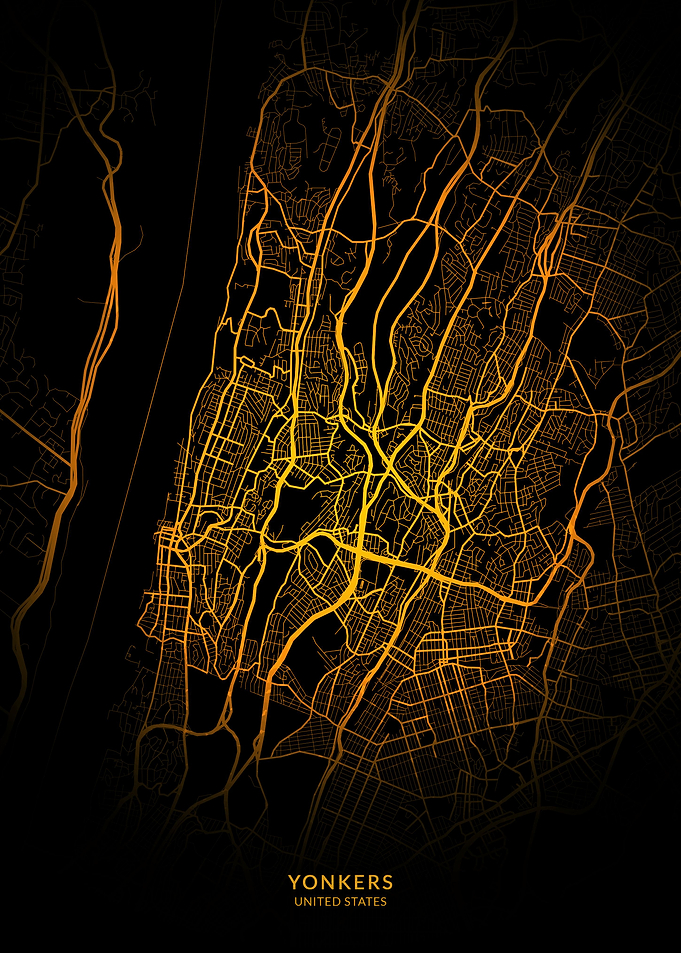 Yonkers City Map Gold