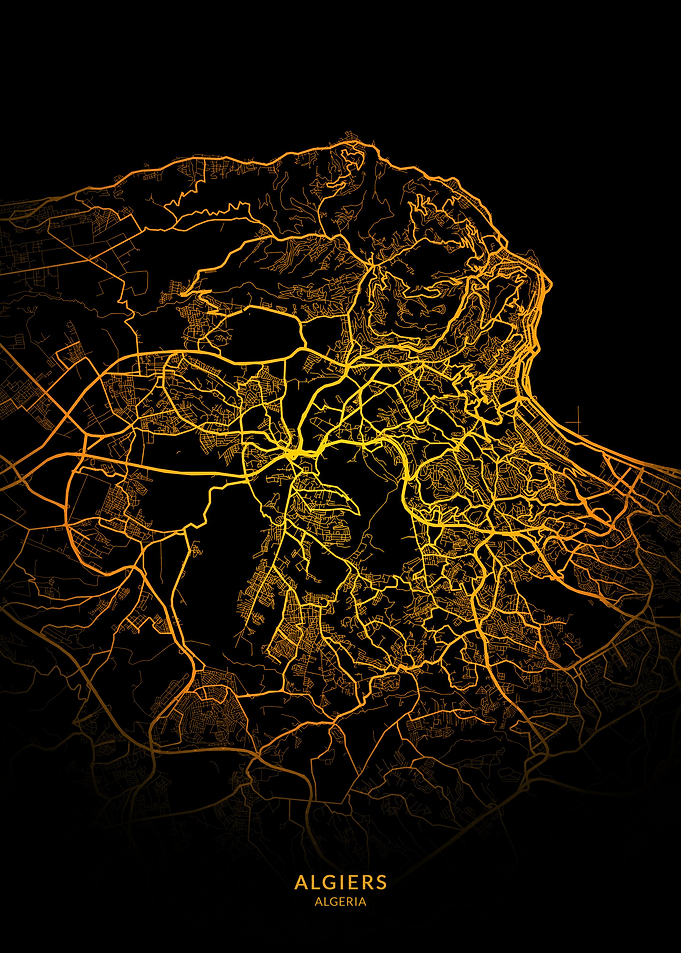 Algiers City Map Gold