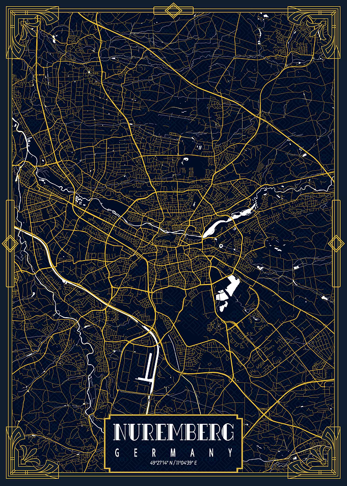 Nuremberg City Map Gold