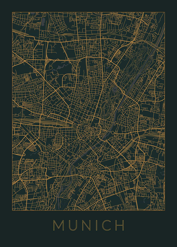 Munich Gray Orange Map