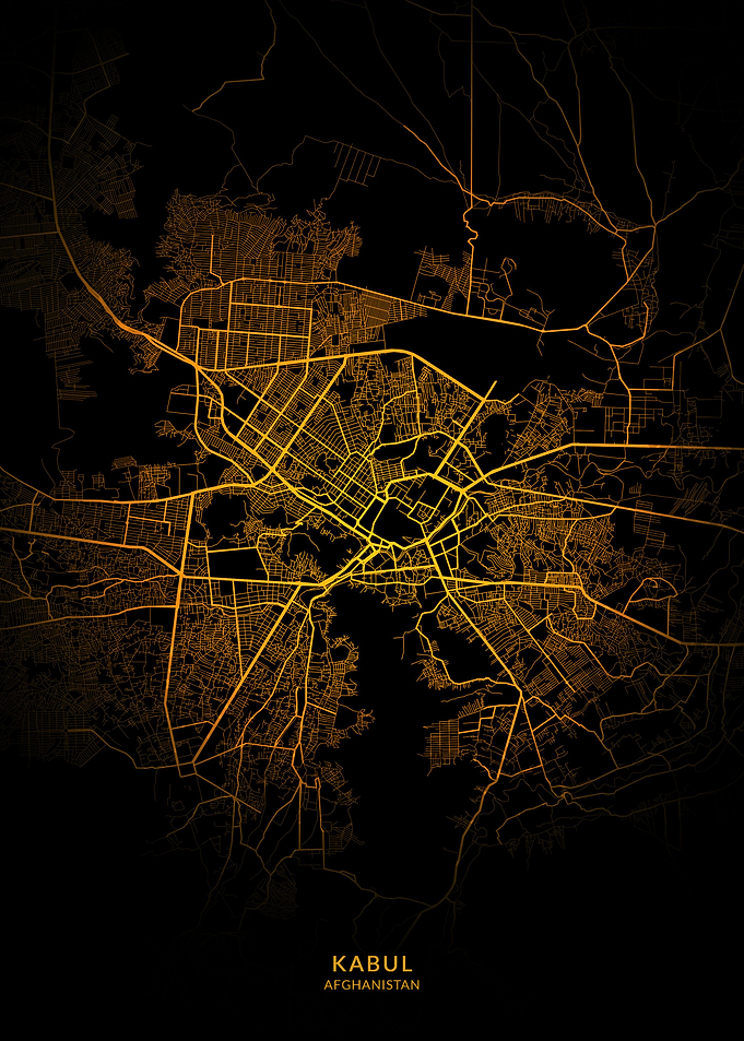 Kabul City Map Gold