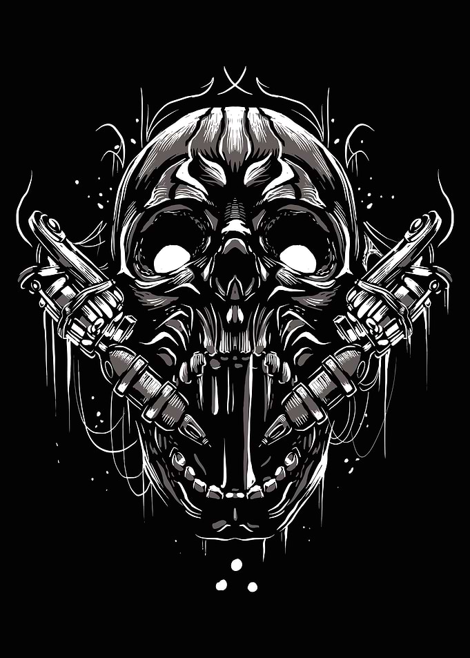 Tattoo machine skull