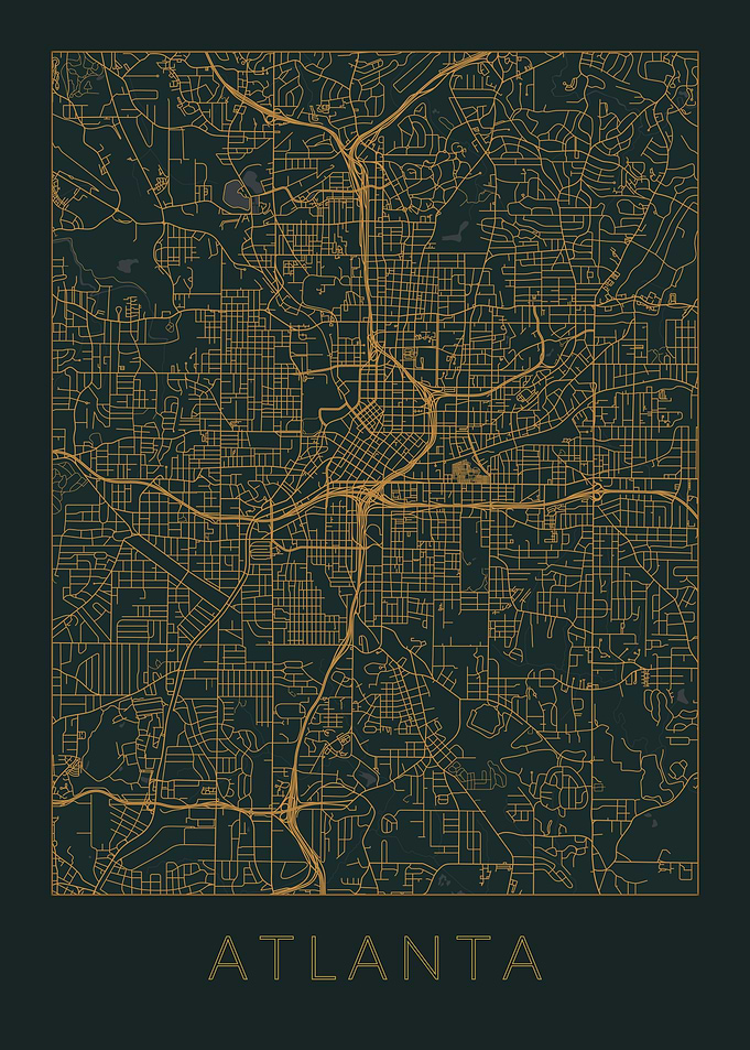 Atlanta Gray Orange Map