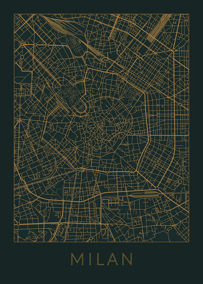 Milan Gray Orange Map
