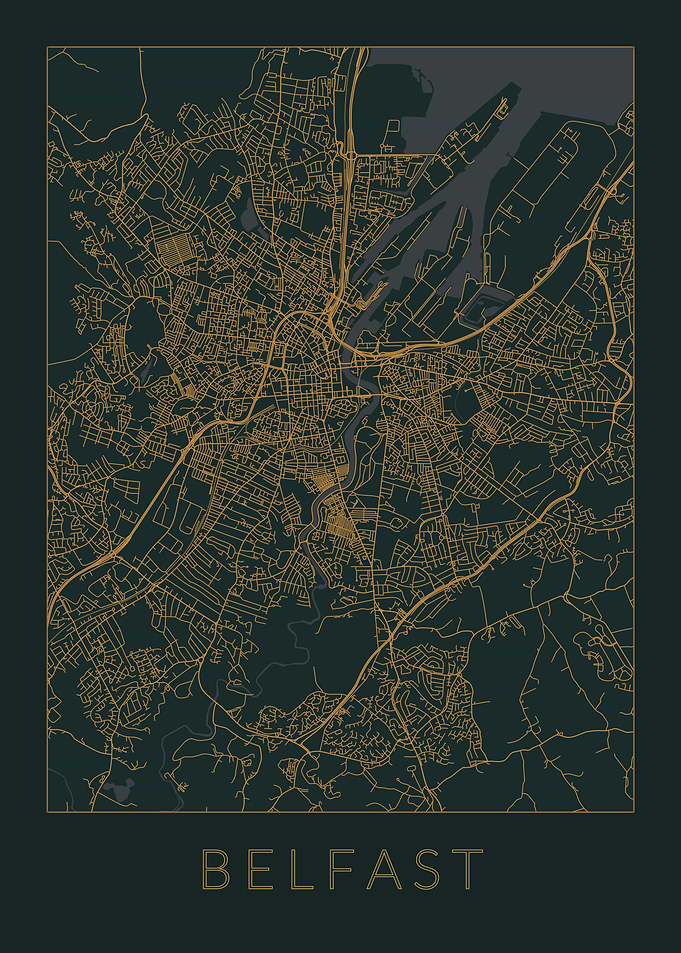 Belfast Gray Orange Map