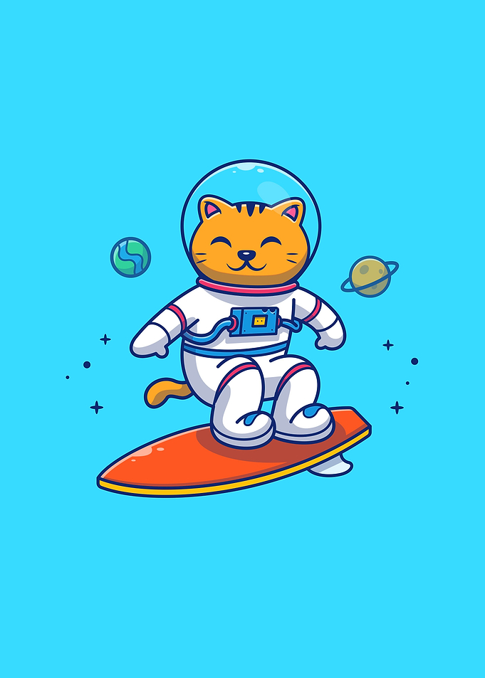 cat surfing on galaxy