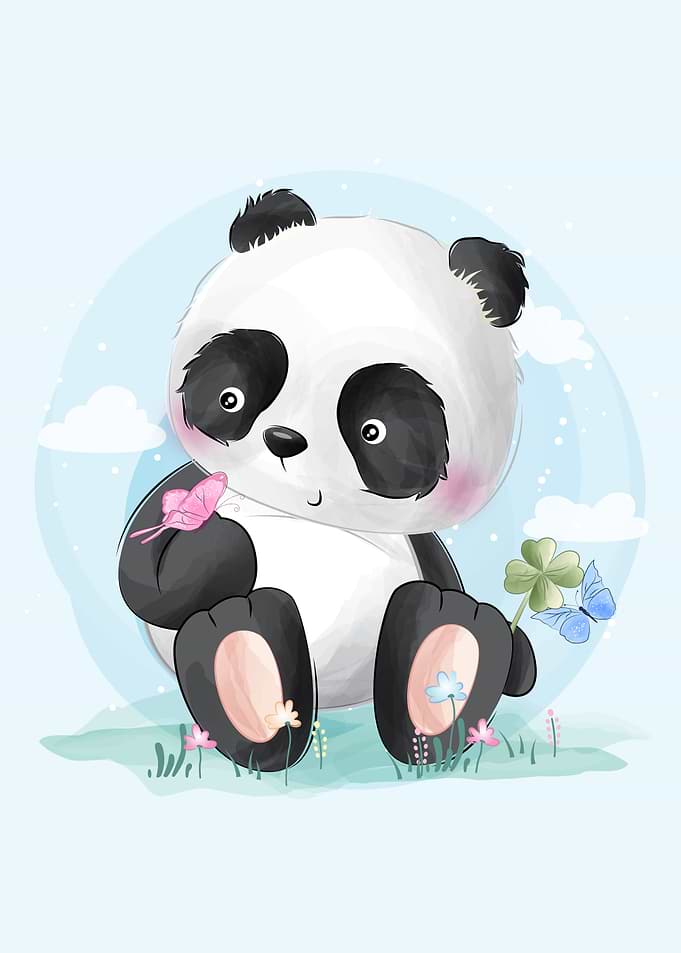 Cute Panda and Butterfly