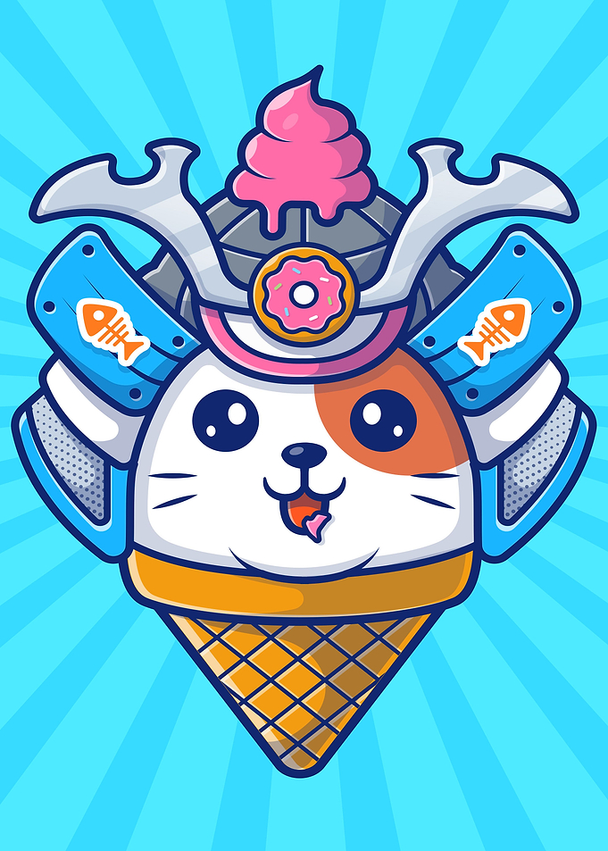 Cat samurai mascot