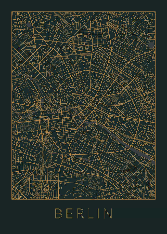 Berlin Gray Orange Map