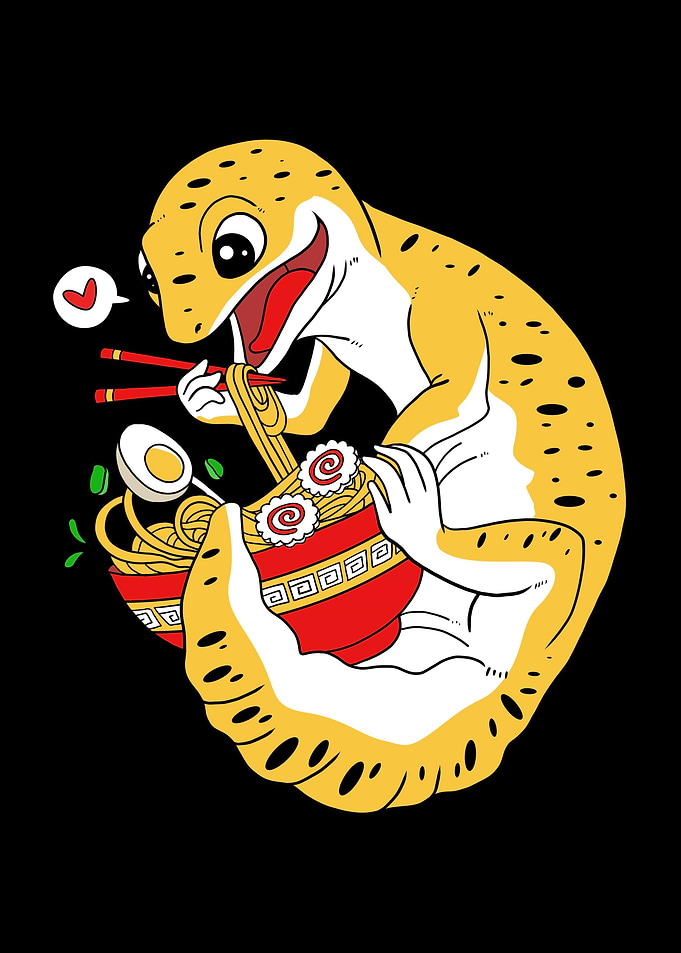 Lizard Eating Ramen