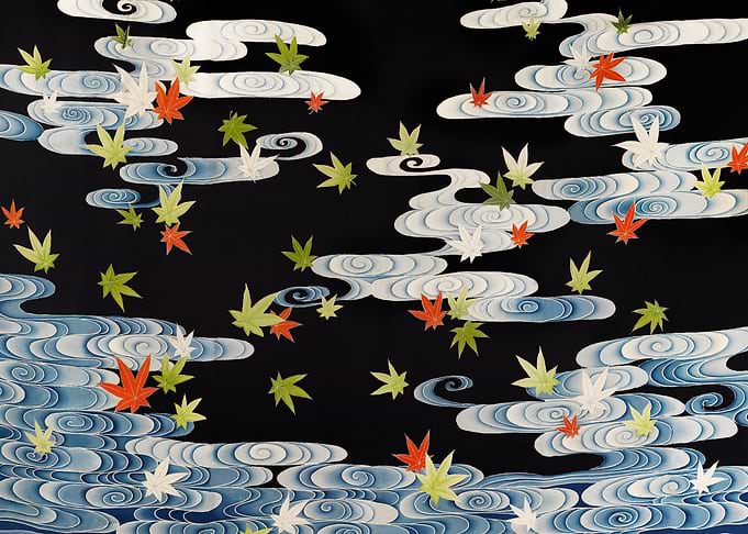 maple leaves sky clouds