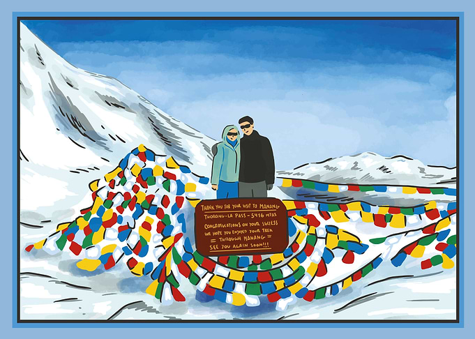 Couple in winter mountain