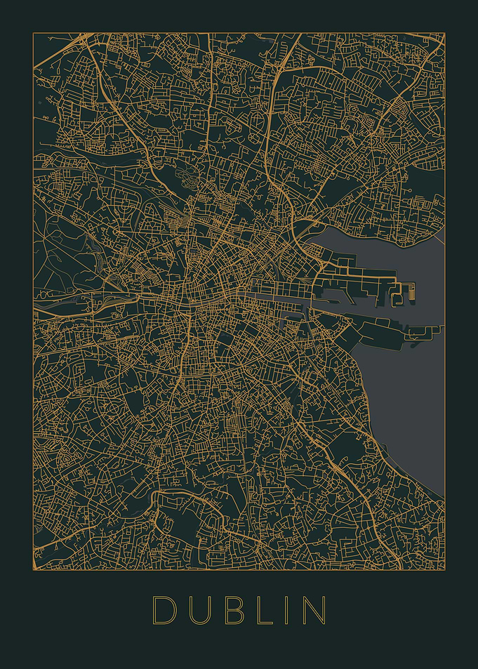 Dublin Gray Orange Map