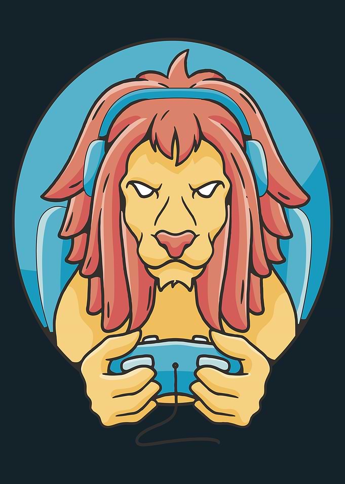 Gamer lion character