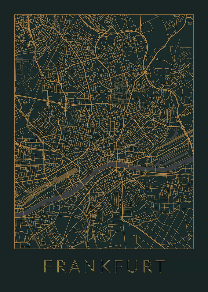 Frankfurt Gray Orange Map