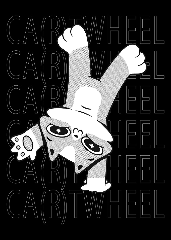 Cat cartwheel cartoon