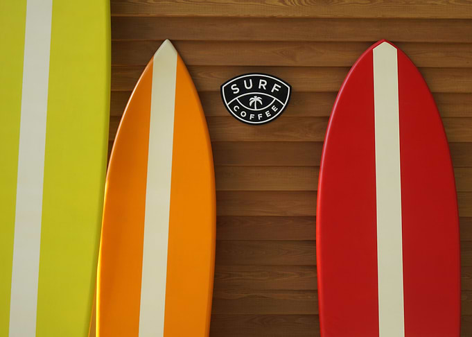 Surfboards and coffee