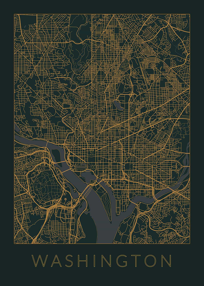 Washington Gray Orange Map