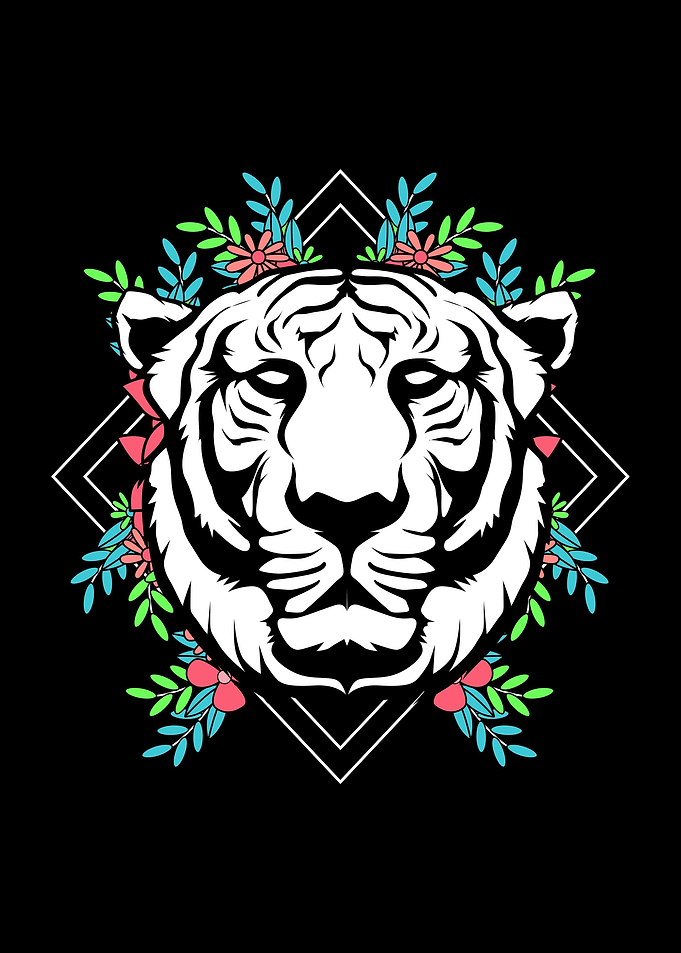 Tiger With Flowers