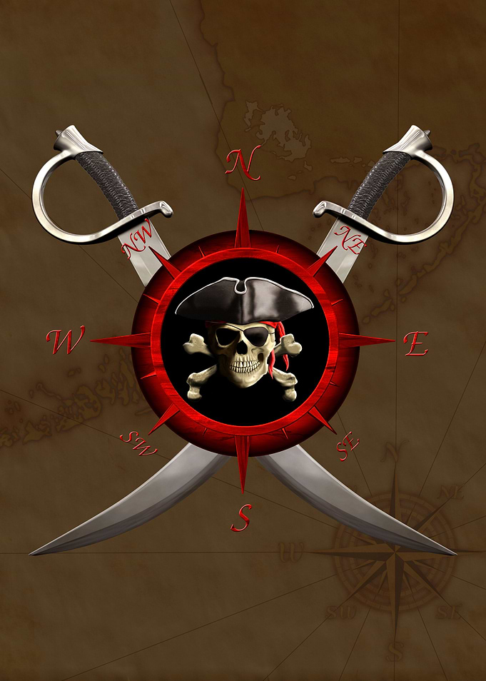 Pirate Skull Compass Rose