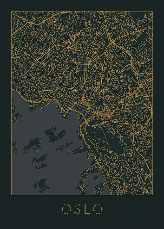 Oslo Gray Orange Map
