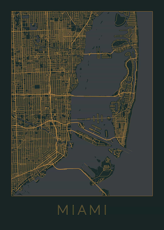 Miami Gray Orange Map