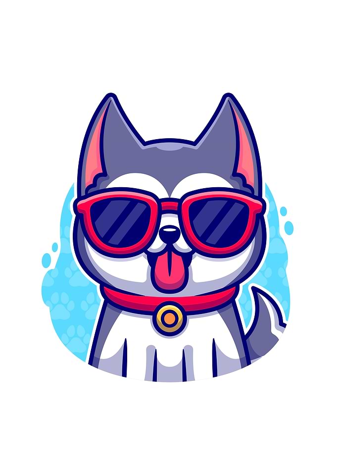husky dog wearing glasses