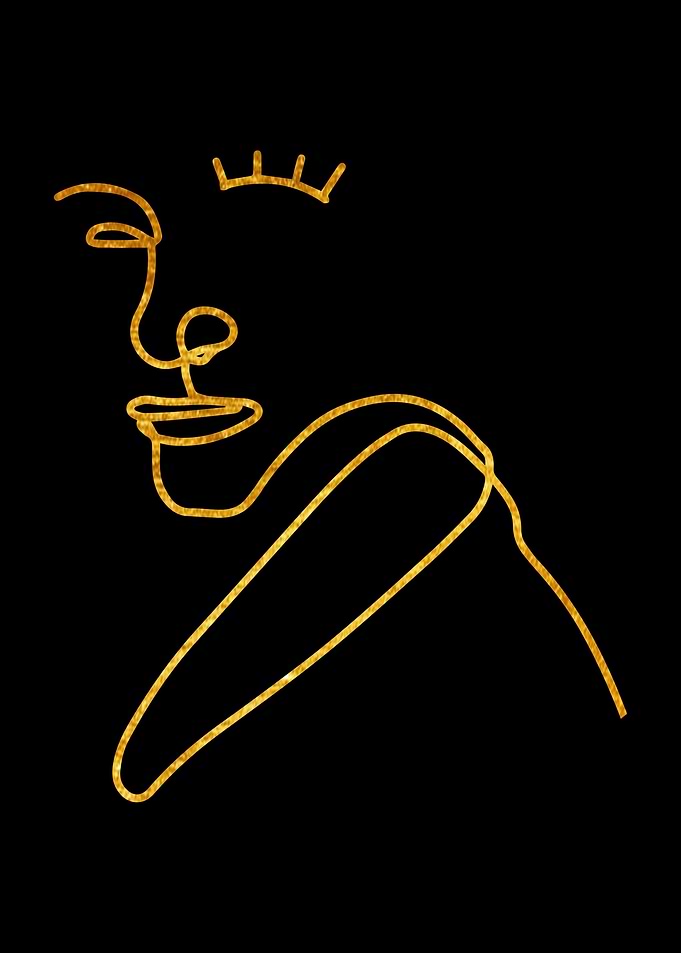 Woman face Gold line 6