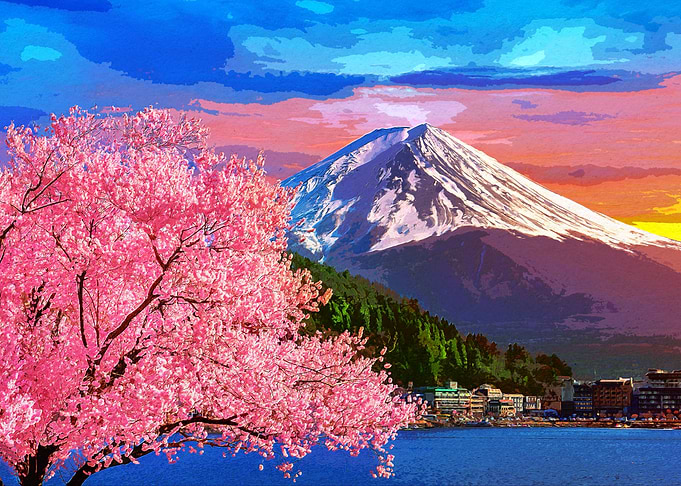 Japanese Sunset Mountain
