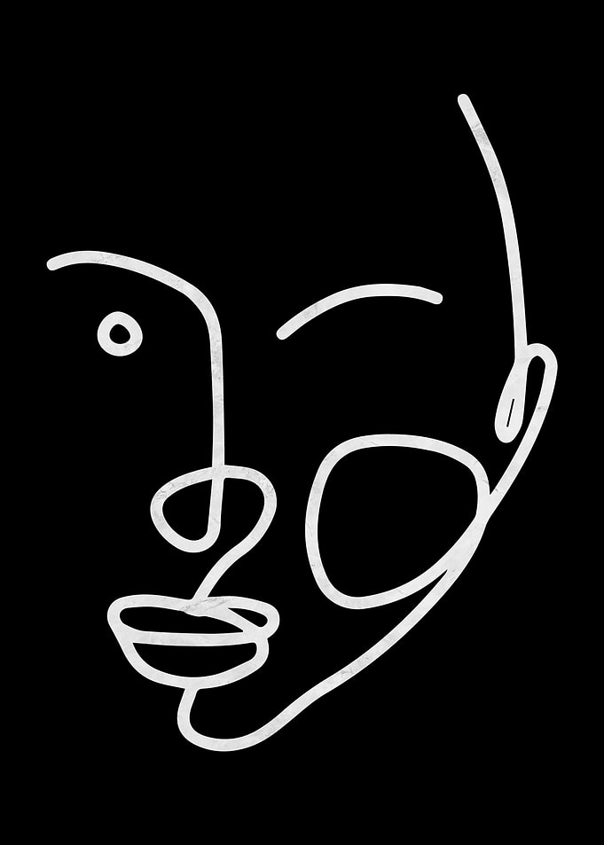 Woman Face White line 4