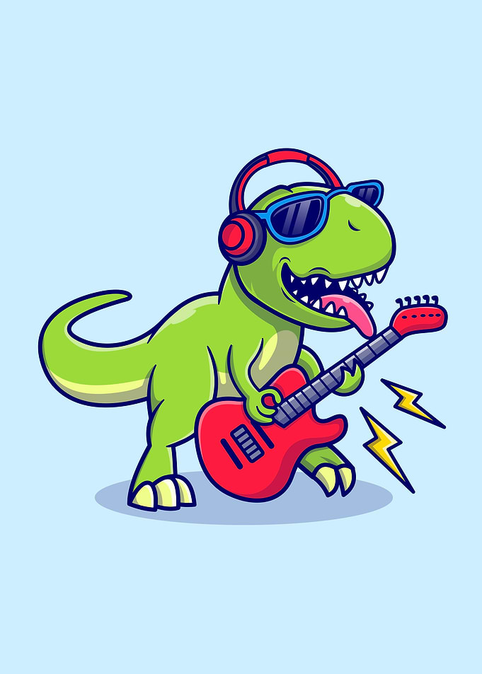 dinosaur playing guitar