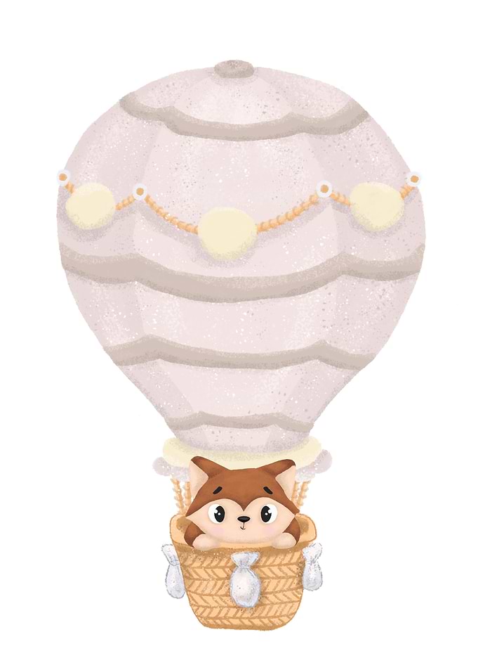 Cute fox in a balloon