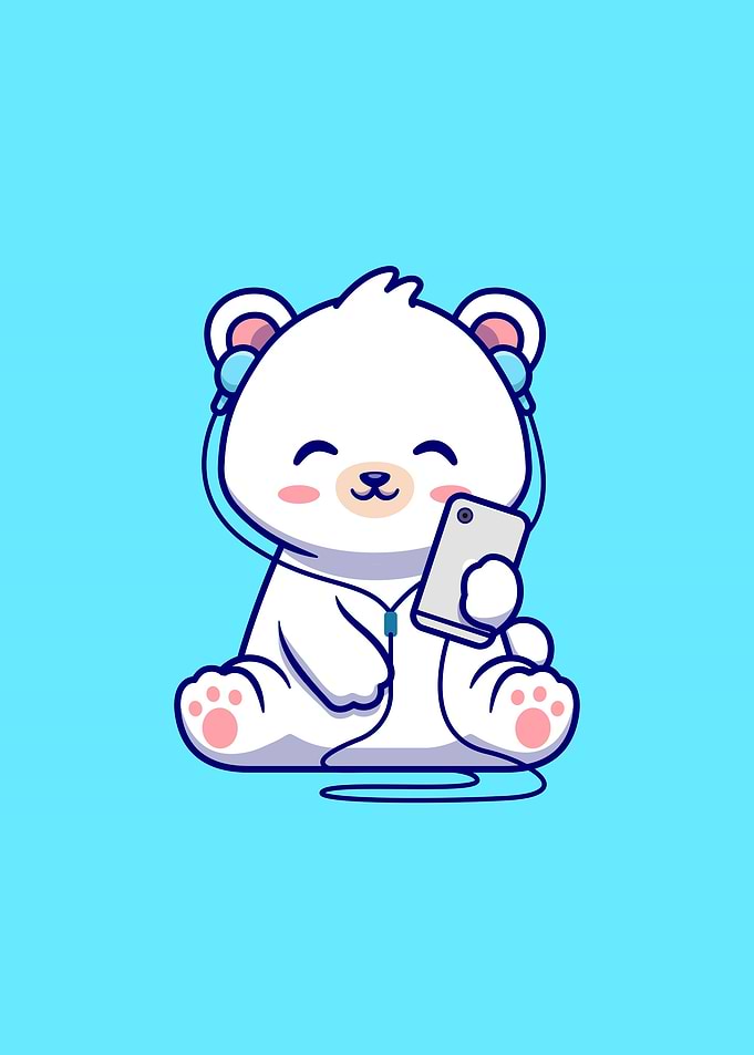 Cute polar bear listening