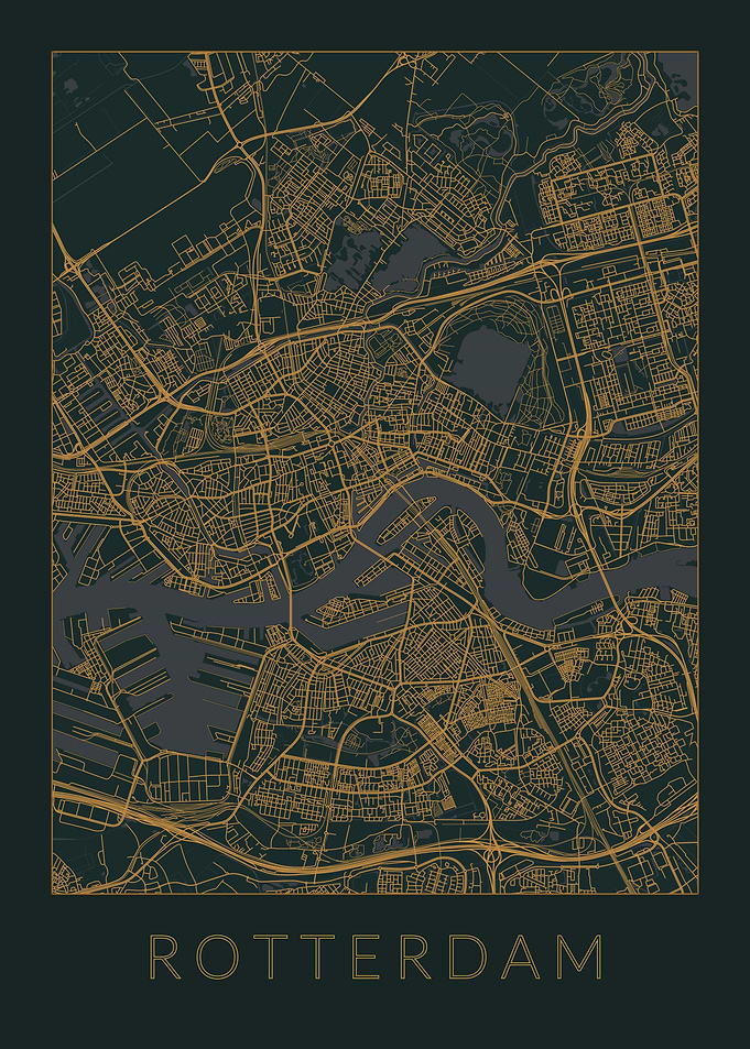 Rotterdam Gray Orange Map