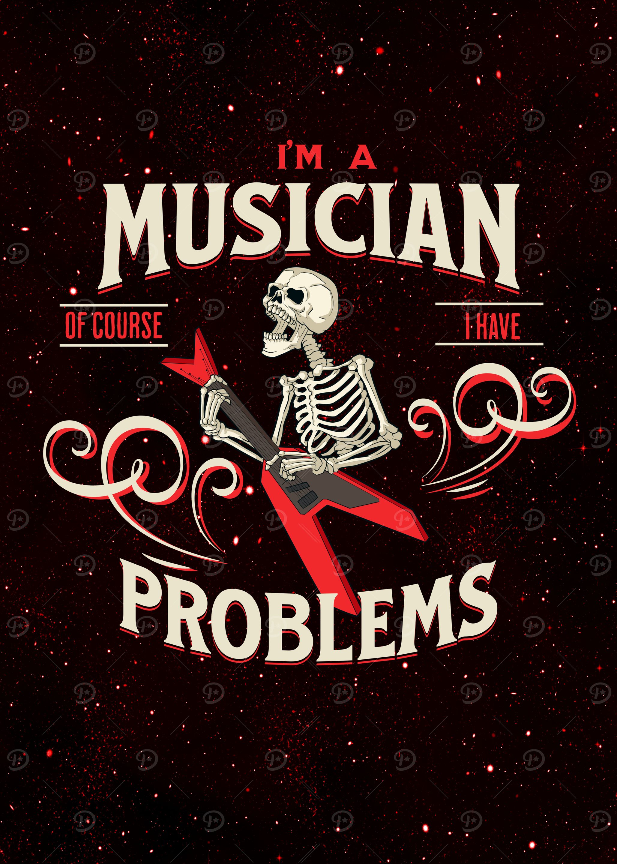 Musician skull guitar