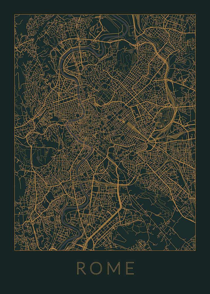 Rome Gray Orange Map