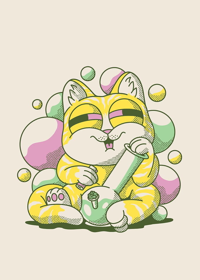 Cannabis bong cat cartoon