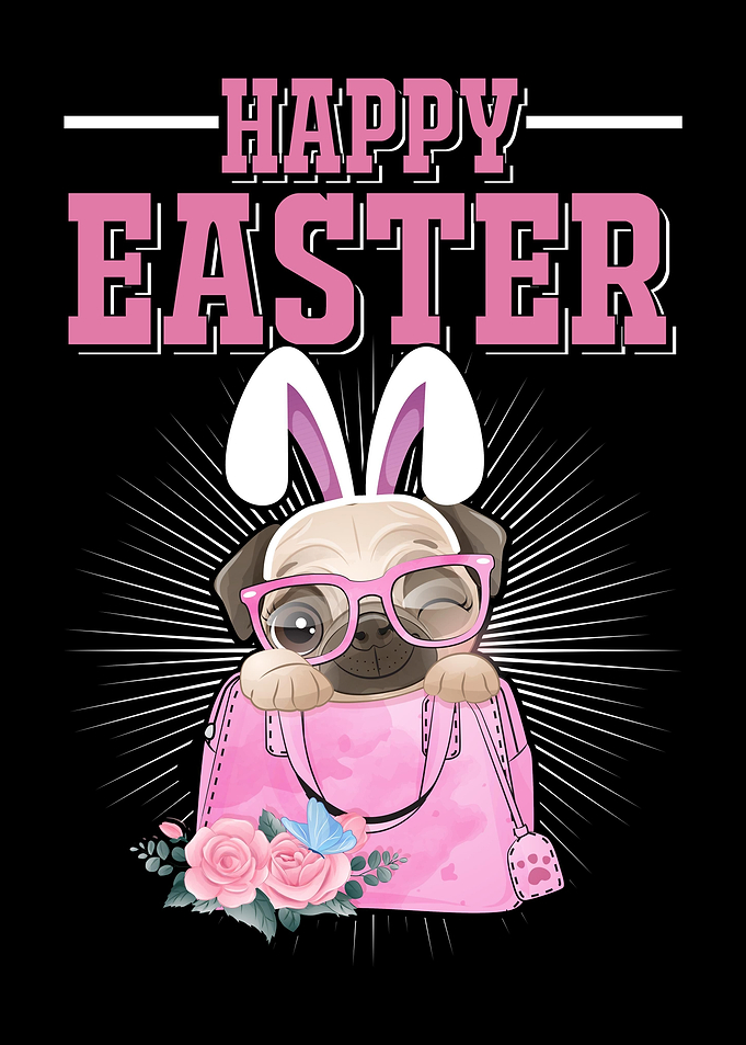 Happy Easter Dog Pug Bunny