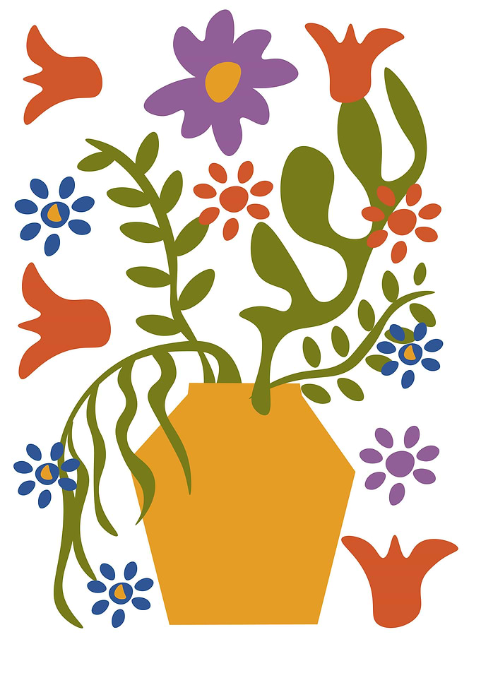Plant pattern on a pot