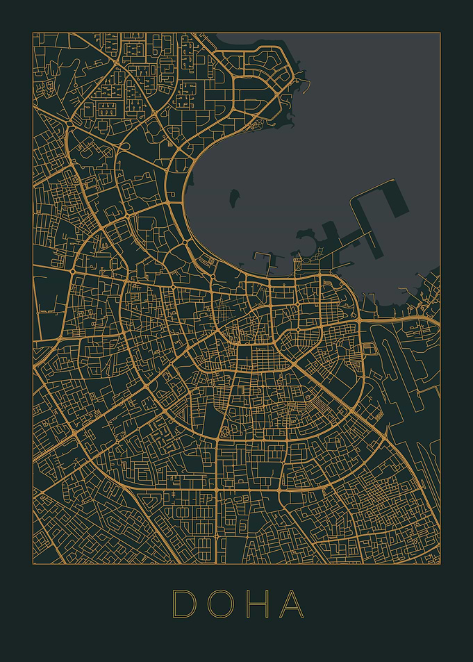 Doha Gray Orange Map