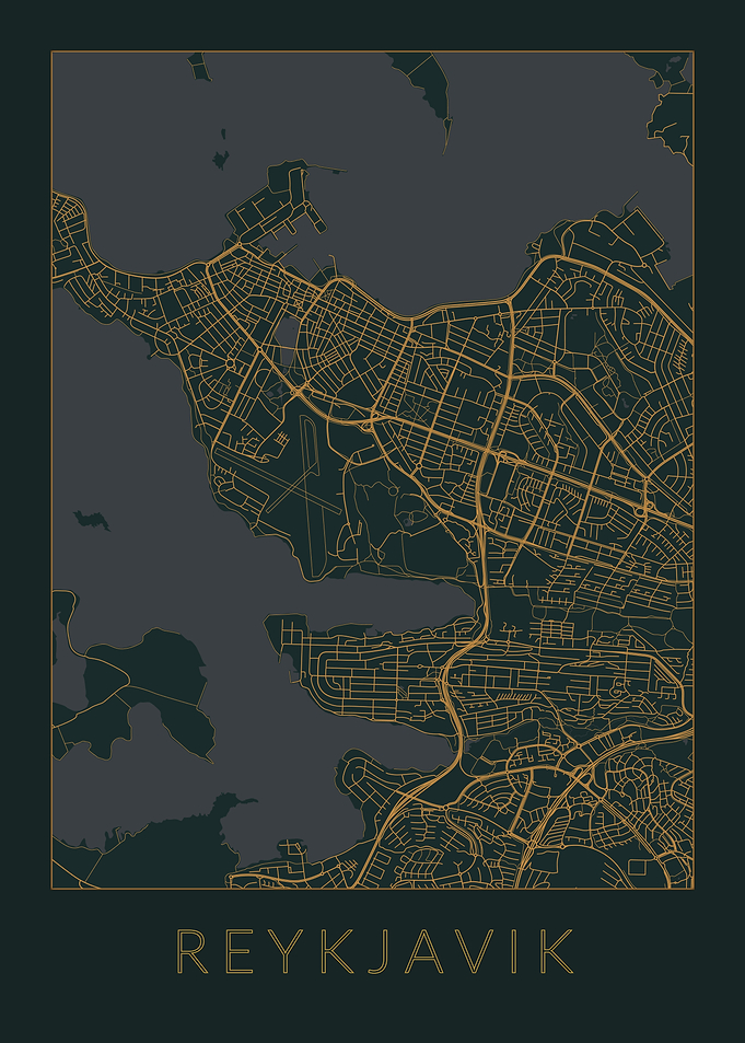 Reykjavik Gray Orange Map